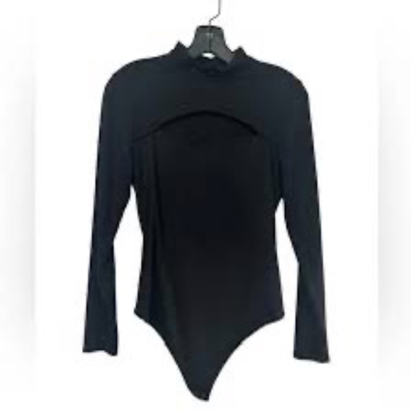 Abercrombie & Fitch Black Long Sleeve Bodysuit Women’s Size M Mock Neck - Picture 1 of 10